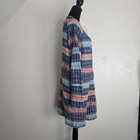 Sundance Cardigan Large Shoreline Long Wooden Button Up Boho Coastal Sweater - Picture 5 of 10